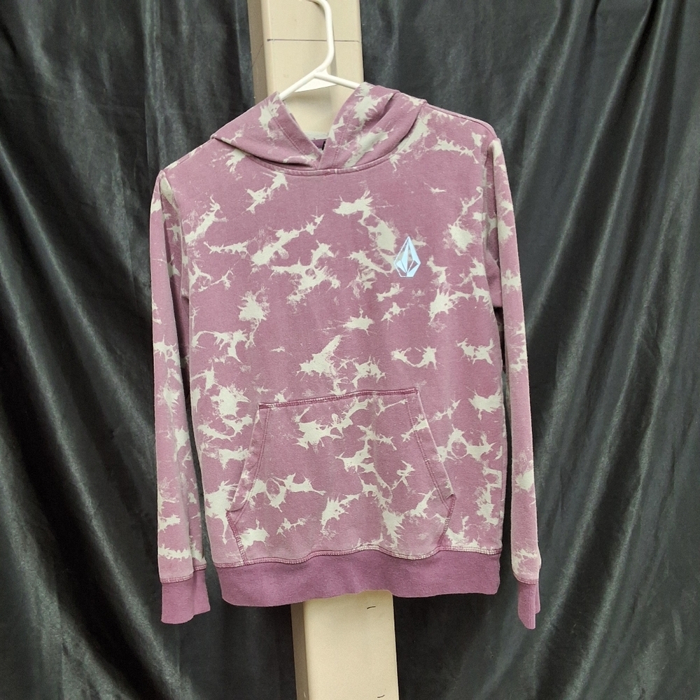 Purple Tie-Dye Volcom Hoodie with Logo - Picture 9 of 10